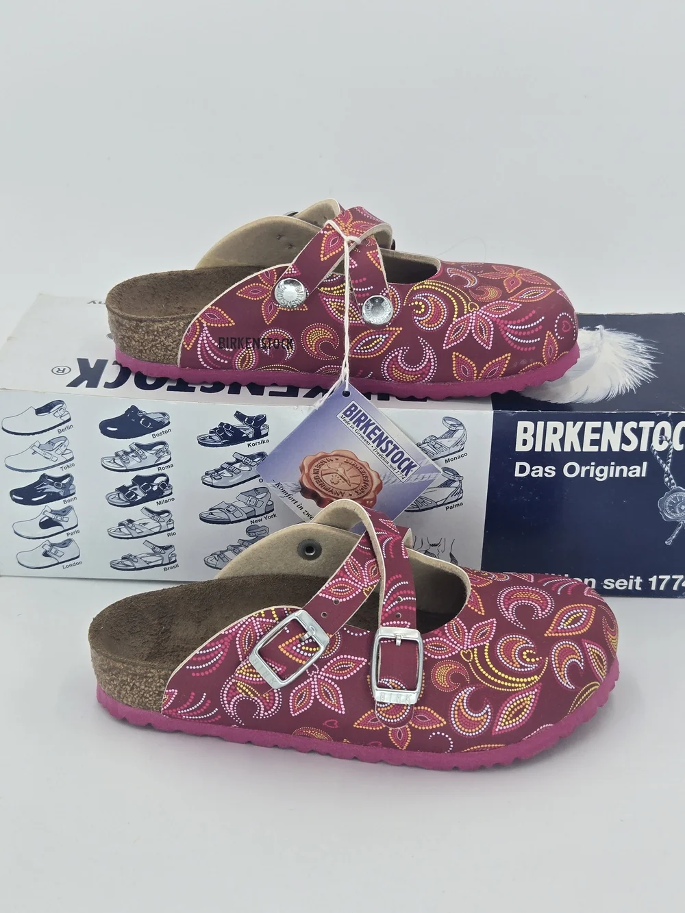 Birkenstock Dorian Kinder Birko-Flor Red Flower Mary Jane Clogs Size C11 Toddler